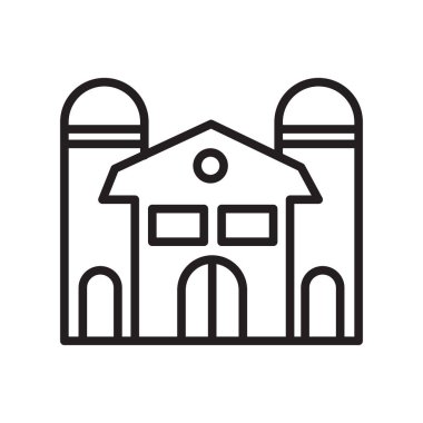 Ahır simge vektör işareti ve izole beyaz arka plan, ahır logo kavramı, anahat simgesini, doğrusal işareti, anahat simgesini, doğrusal işareti sembolü