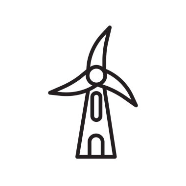 Yel değirmeni simge vektör işareti ve izole beyaz arka plan, yel değirmeni logo kavramı, anahat simgesini, doğrusal işareti, anahat simgesini, doğrusal işareti sembolü
