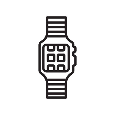 Web ve mobil uygulaması tasarımı, Smartwatch logo kavramı için beyaz arka plan üzerinde izole Smartwatch simge vektör