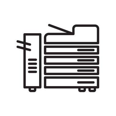 Web ve mobil uygulaması tasarımı, fotokopi makinesi logo kavramı için beyaz arka plan üzerinde izole fotokopi makinesi simge vektör