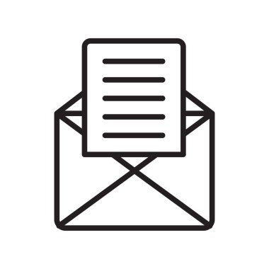 E-posta simgesi üzerinde izole beyaz arka plan web ve mobil uygulaması tasarım, e-posta logo kavramı, anahat simgesini, doğrusal işareti için vektör