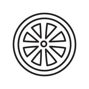 Tekerlek simge vektör işareti ve beyaz arka plan üzerinde izole sembolü, 