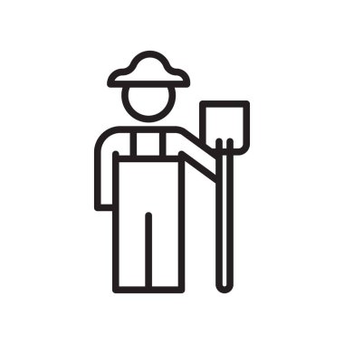 Çiftçi simge vektör işareti ve izole beyaz arka plan, çiftçi logo kavramı, anahat simgesini, doğrusal işareti, anahat simgesini, doğrusal işareti sembolü