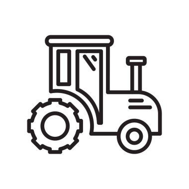 Web ve mobil uygulaması tasarım, traktör logo kavramı, anahat simgesini, doğrusal işareti, anahat simgesini, doğrusal işareti için beyaz arka plan üzerinde izole traktör simge vektör