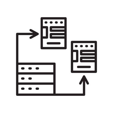 Veritabanı simge vektör web ve mobil uygulaması tasarımı, veritabanı logo kavramı için izole üzerinde beyaz arka plan
