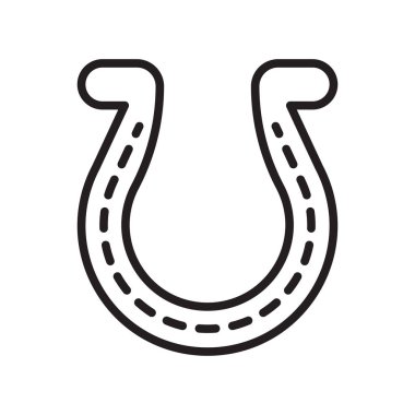 Web ve mobil uygulaması tasarım, at nalı logo kavramı, anahat simgesini, doğrusal işareti, anahat simgesini, doğrusal işareti için beyaz arka plan üzerinde izole at nalı simge vektör