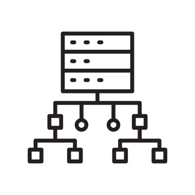 Web ve mobil uygulaması tasarımı, sunucu logo kavramı için beyaz arka plan üzerinde izole server simge vektör