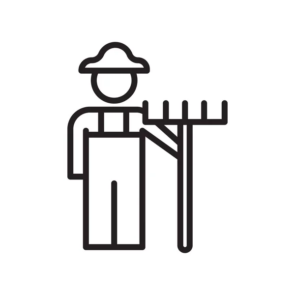 Icône agriculteur signe vectoriel et symbole isolé sur fond blanc, concept de logo agriculteur, symbole de contour, signe linéaire, symbole de contour, signe linéaire — Image vectorielle