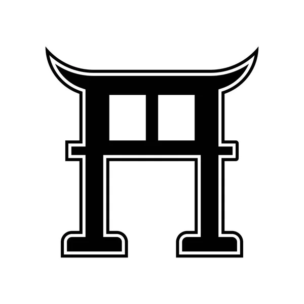 Torii Symbol Vektorzeichen und Symbol isoliert auf weißem Hintergrund, — Stockvektor