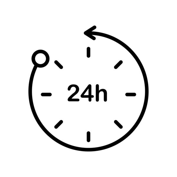 24 hours icon vector sign and symbol isolated on white backgroun