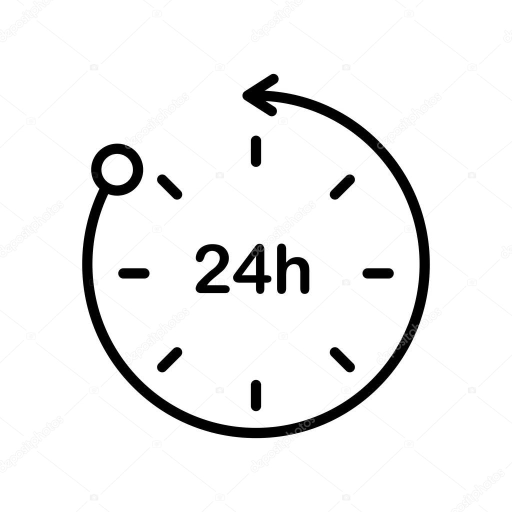 24 hours icon vector sign and symbol isolated on white backgroun