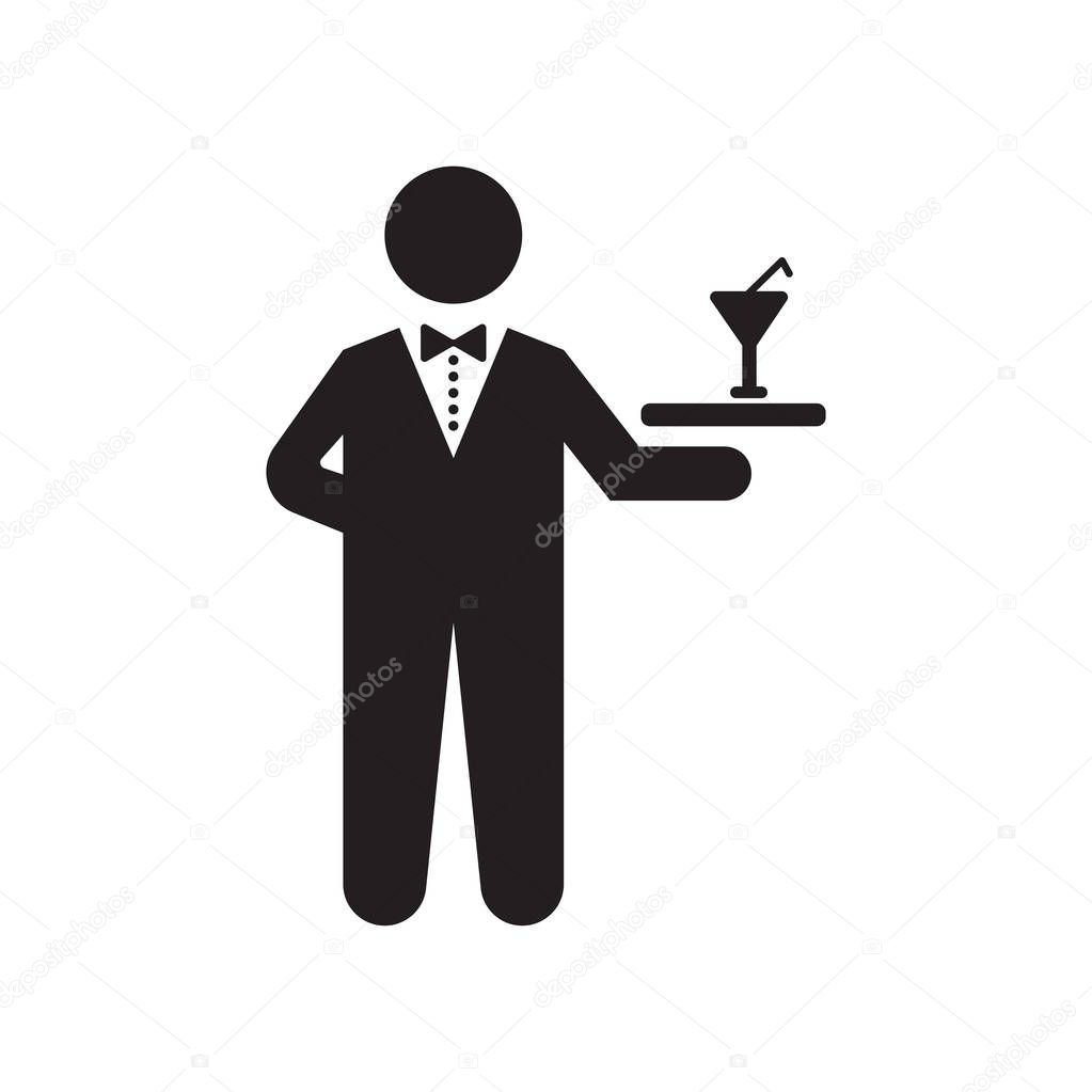 Waiter icon vector isolated on white background for your web and mobile app design, Waiter logo concept