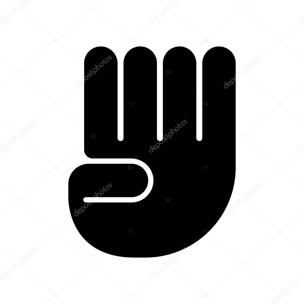 Four finger in hand icon vector isolated on white background for your web and mobile app design, Four finger in hand logo concept