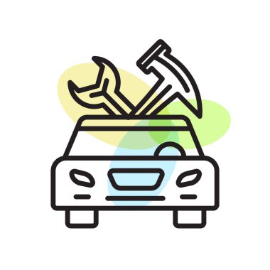 Araba tamir simge vektör işareti ve üzerinde beyaz backgro izole sembolü