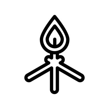 Şenlik ateşi simge vektör işareti ve beyaz arka plan üzerinde izole sembolü