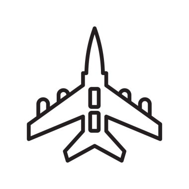 Jet simge vektör web ve mobil uygulaması tasarım, Jet logo kavramı, anahat simgesini, doğrusal işareti için izole üzerinde beyaz arka plan