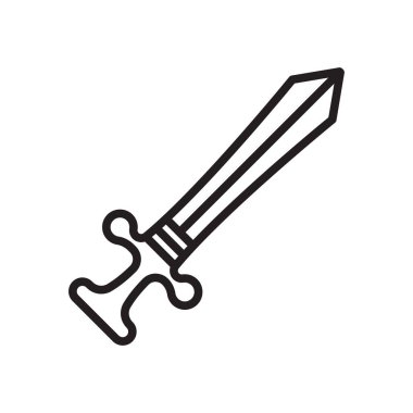 Kılıç simge vektör web ve mobil uygulaması tasarım, kılıç logo kavramı, anahat simgesini, doğrusal işareti için izole üzerinde beyaz arka plan