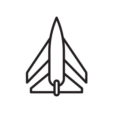 Jet simge vektör web ve mobil uygulaması tasarım, Jet logo kavramı, anahat simgesini, doğrusal işareti için izole üzerinde beyaz arka plan