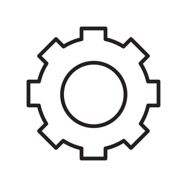 Web ve mobil uygulaması tasarımı, dişli logo kavramı için beyaz arka plan üzerinde izole dişli simge vektör