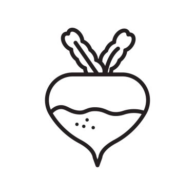 Şalgam simge vektör işareti ve izole beyaz arka plan, şalgam logo kavramı, anahat simgesini, doğrusal işareti, anahat simgesini, doğrusal işareti sembolü