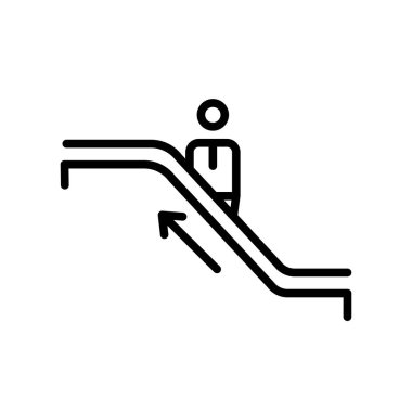 Yürüyen merdiven işareti simgesi üzerinde izole beyaz arka plan web ve mobil uygulaması tasarımı, yürüyen merdiven işareti logo kavramı için vektör