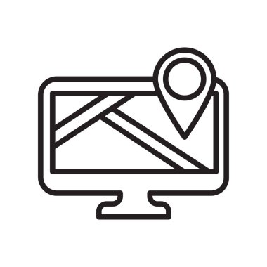 Harita simgesi üzerinde izole beyaz arka plan web ve mobil uygulaması tasarımı, harita logo kavramı için vektör