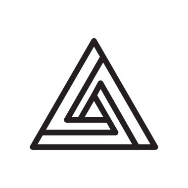 Web ve mobil uygulaması tasarımı, üçgen logo kavramı için beyaz arka plan üzerinde izole üçgen simge vektör