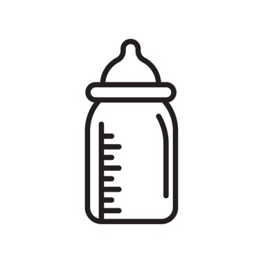 Besleme şişe simge vektör işareti ve beyaz arka plan üzerinde besleme şişe logo kavramı izole sembolü