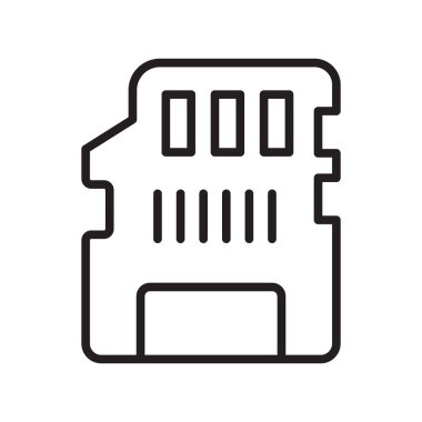 Hafıza kartı simgesine vektör web ve mobil uygulaması tasarımı, bellek kartı logo kavramı için izole üzerinde beyaz arka plan