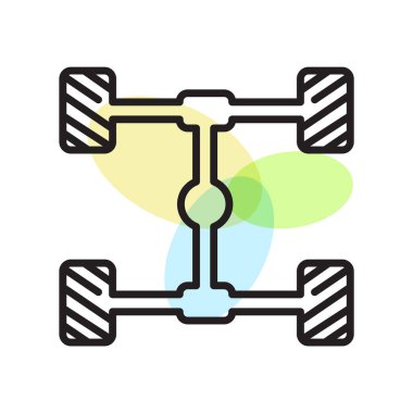 Şasi simge vektör işareti ve beyaz arka plan üzerinde izole sembolü