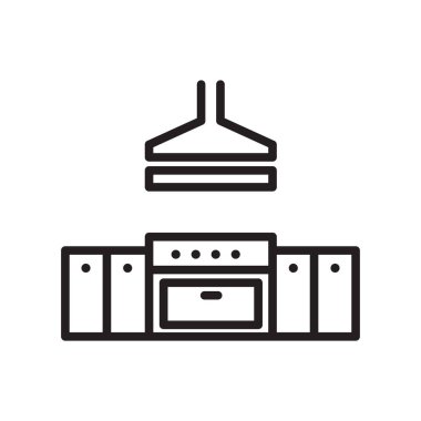 Web ve mobil uygulaması tasarımı, mutfak logo konsepti için beyaz arka plan üzerinde izole mutfak simge vektör