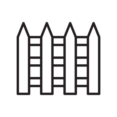 Web ve mobil uygulaması tasarım, çit logo kavramı, anahat simgesini, doğrusal işareti, anahat simgesini, doğrusal işareti için beyaz arka plan üzerinde izole çit simge vektör