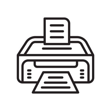 Web ve mobil uygulaması tasarımı, yazıcı logo kavramı için beyaz arka plan üzerinde izole yazıcı simge vektör