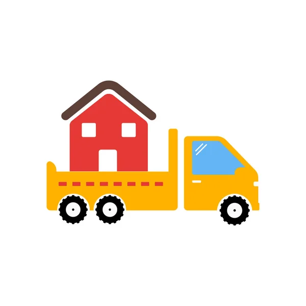 Moving truck icon vector sign and symbol isolated on white backg — Stock Vector
