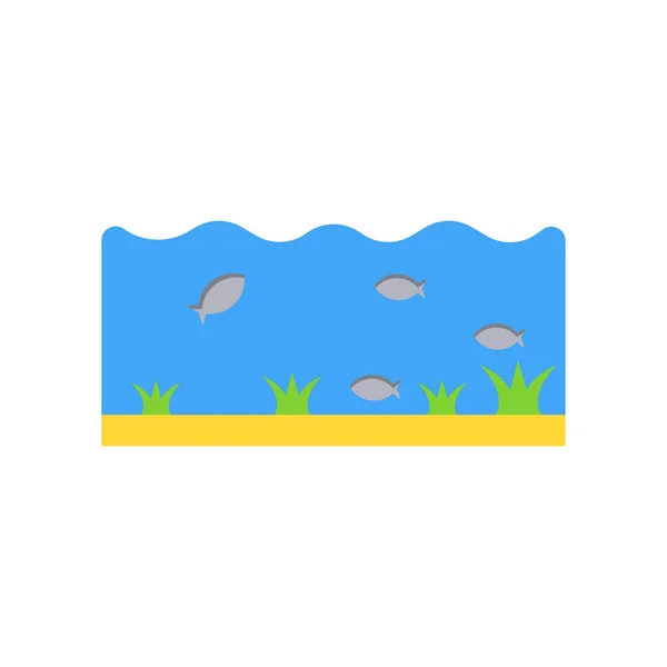 海の生活のアイコン ベクトル記号とシンボルの白い背景がある上に分離 — ストックベクタ