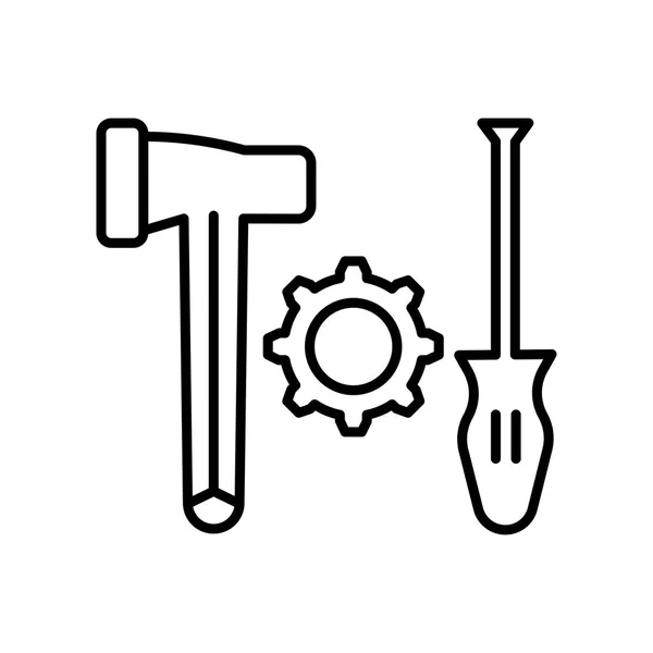 Nástroje ikona vektor znamení a symbol izolovaných na bílém pozadí, koncept loga nástroje — Stockový vektor
