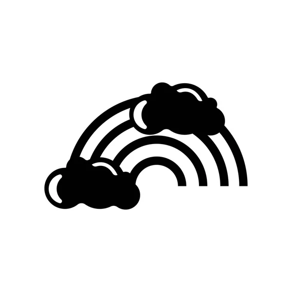 Arc-en-ciel derrière une icône de nuage signe vectoriel et symbole isolé sur w — Image vectorielle