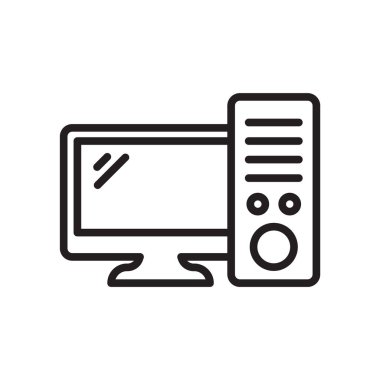 Pc simge vektör web ve mobil uygulaması tasarımı, Pc logo kavramı için beyaz arka plan üzerinde izole