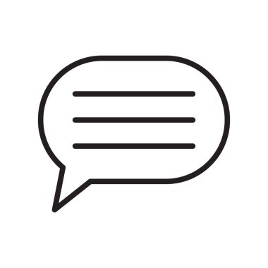 Konuşma balonu simgesinin üzerinde izole beyaz arka plan web ve mobil uygulaması tasarım, konuşma balonu logosu kavramı, anahat simgesini, doğrusal işareti için vektör