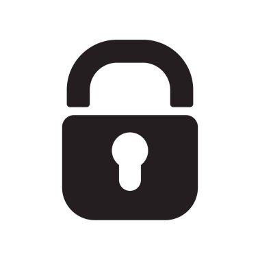 Web ve mobil uygulaması tasarım, asma kilit logo kavramı için beyaz arka plan üzerinde izole asma kilit simgesi vektör