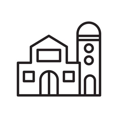 Ahır simge vektör işareti ve izole beyaz arka plan, ahır logo kavramı, anahat simgesini, doğrusal işareti, anahat simgesini, doğrusal işareti sembolü