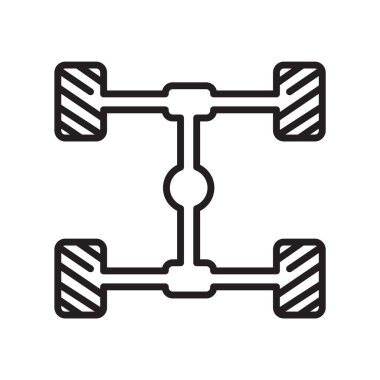 Şasi simge vektör işareti ve beyaz arka plan üzerinde izole sembolü