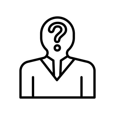 Soru simge vektör işareti ve üzerinde beyaz adam izole sembolü