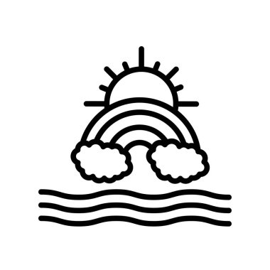 Gökkuşağı simge vektör işareti ve beyaz arka plan üzerinde gökkuşağı logo kavramı izole sembolü