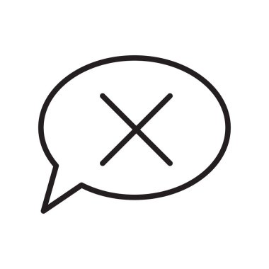 Konuşma balonu simgesinin üzerinde izole beyaz arka plan web ve mobil uygulaması tasarım, konuşma balonu logosu kavramı, anahat simgesini, doğrusal işareti için vektör