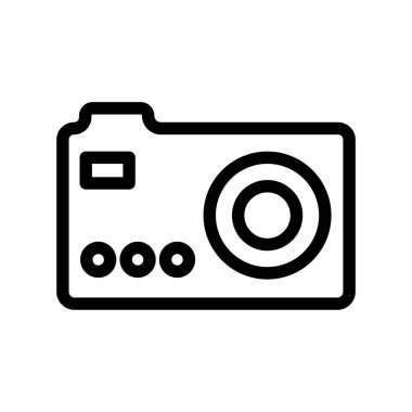 Fotoğraf kamera simgesi üzerinde izole beyaz arka plan web ve mobil uygulaması tasarım, fotoğraf kamera logo kavramı için vektör