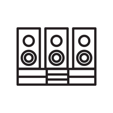 Web ve mobil uygulaması tasarımı, hoparlör logo kavramı için beyaz arka plan üzerinde izole hoparlör simge vektör