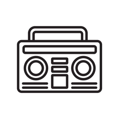 Web ve mobil uygulaması tasarımı, Boombox logo kavramı için beyaz arka plan üzerinde izole Boombox simge vektör