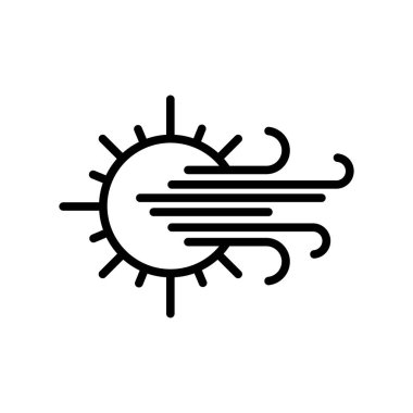 Rüzgarlı simge vektör işareti ve beyaz arka plan üzerinde rüzgarlı logo kavramı izole sembolü