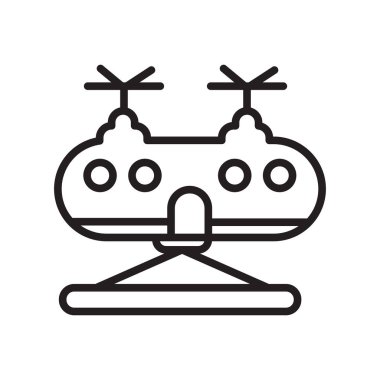 Askeri helikopter simge vektör web ve mobil uygulaması tasarım, askeri helikopter logo kavramı, anahat simgesini, doğrusal işareti için izole üzerinde beyaz arka plan